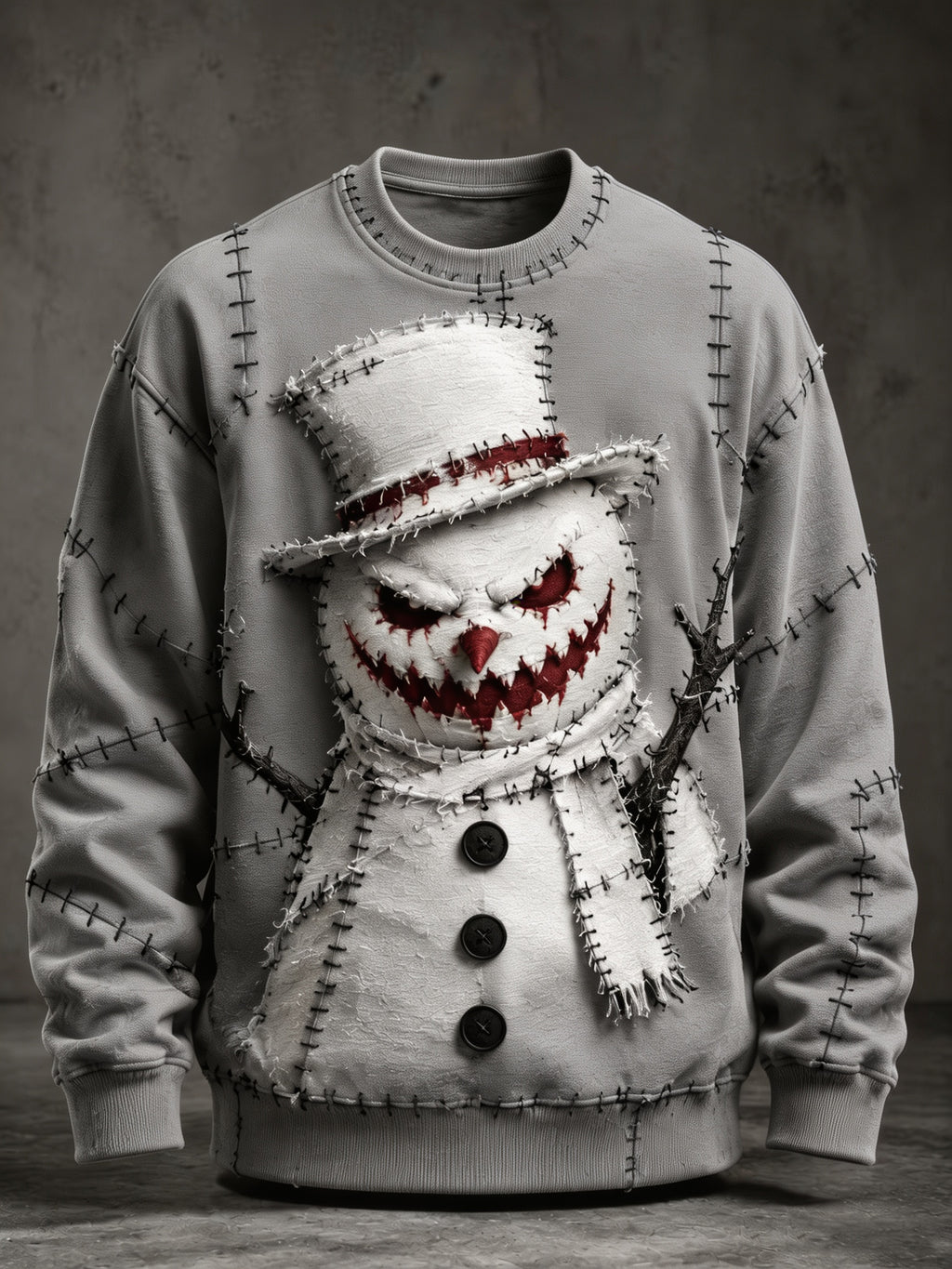 Men's Scary Snowman Graphic Sweatshirt - Halloween Crewneck Pullover