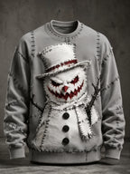 Men's Scary Snowman Graphic Sweatshirt - Halloween Crewneck Pullover