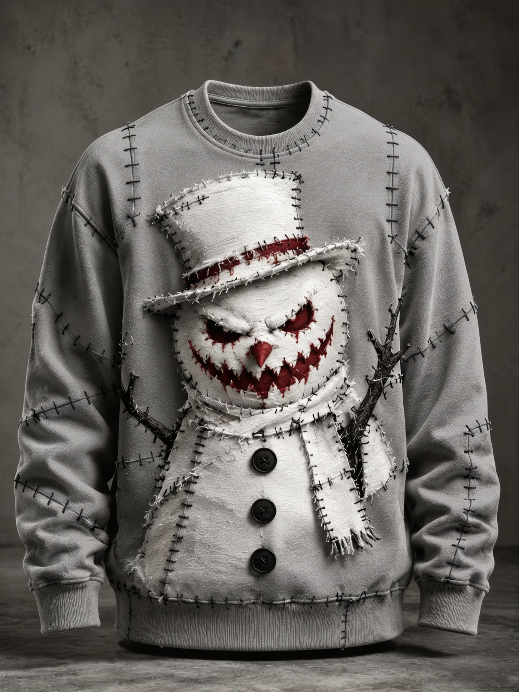 Men's Scary Snowman Graphic Sweatshirt - Halloween Crewneck Pullover