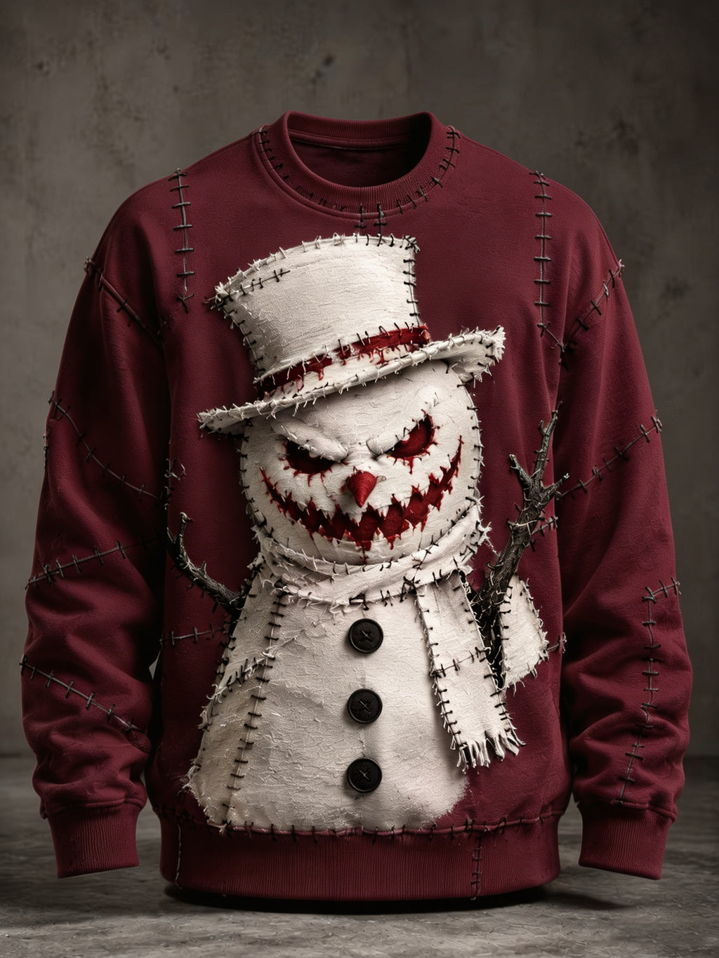 Men's Scary Snowman Graphic Sweatshirt - Halloween Crewneck Pullover