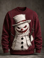 Men's Scary Snowman Graphic Sweatshirt - Halloween Crewneck Pullover