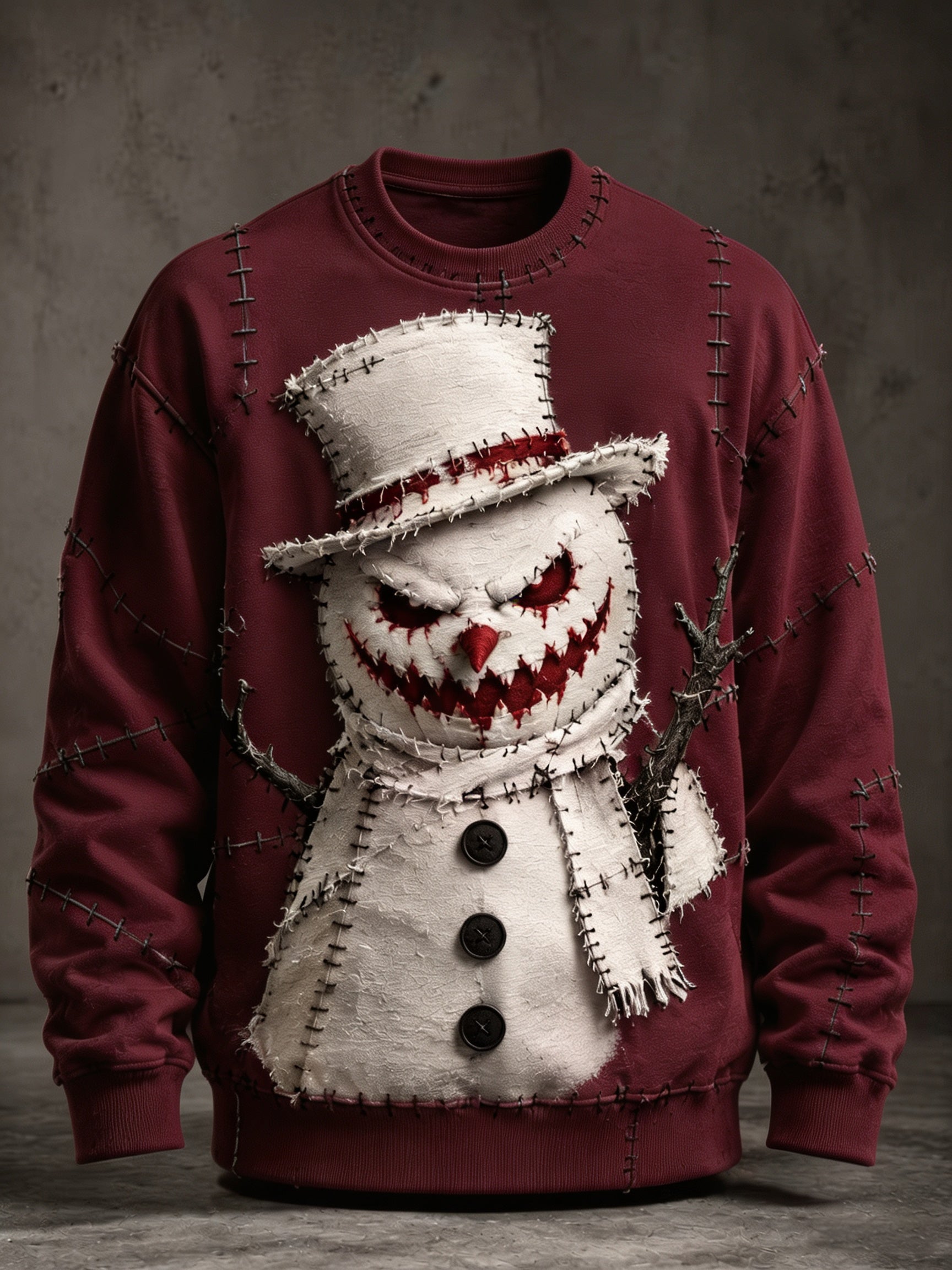 Men's Scary Snowman Graphic Sweatshirt - Halloween Crewneck Pullover