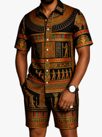 Men's African Print Short Sleeve Shirt and Pants Set