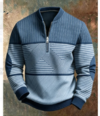 Men's Green Geometric Half-Zip Pullover