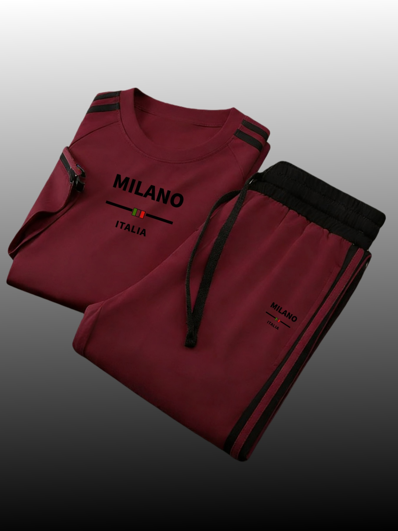 2026 New Crew-Neck Long-Sleeve Top and Pants Two-Piece Set with Milan Print
