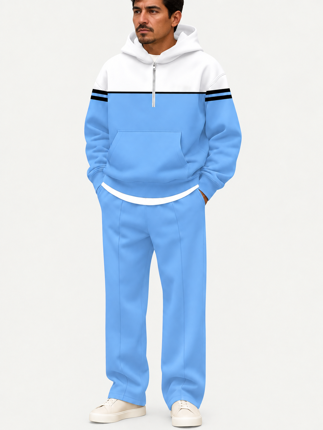 Men's Colorblock Half-Zip Hoodie & Pants Set