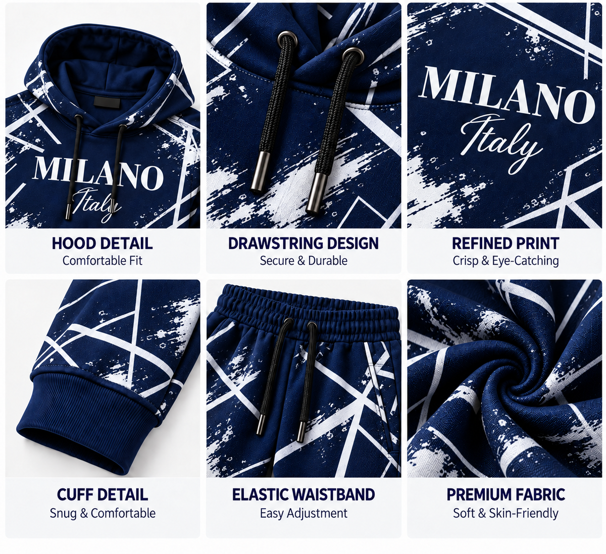 Milano Geometric Men's Hoodie & Jogger Set