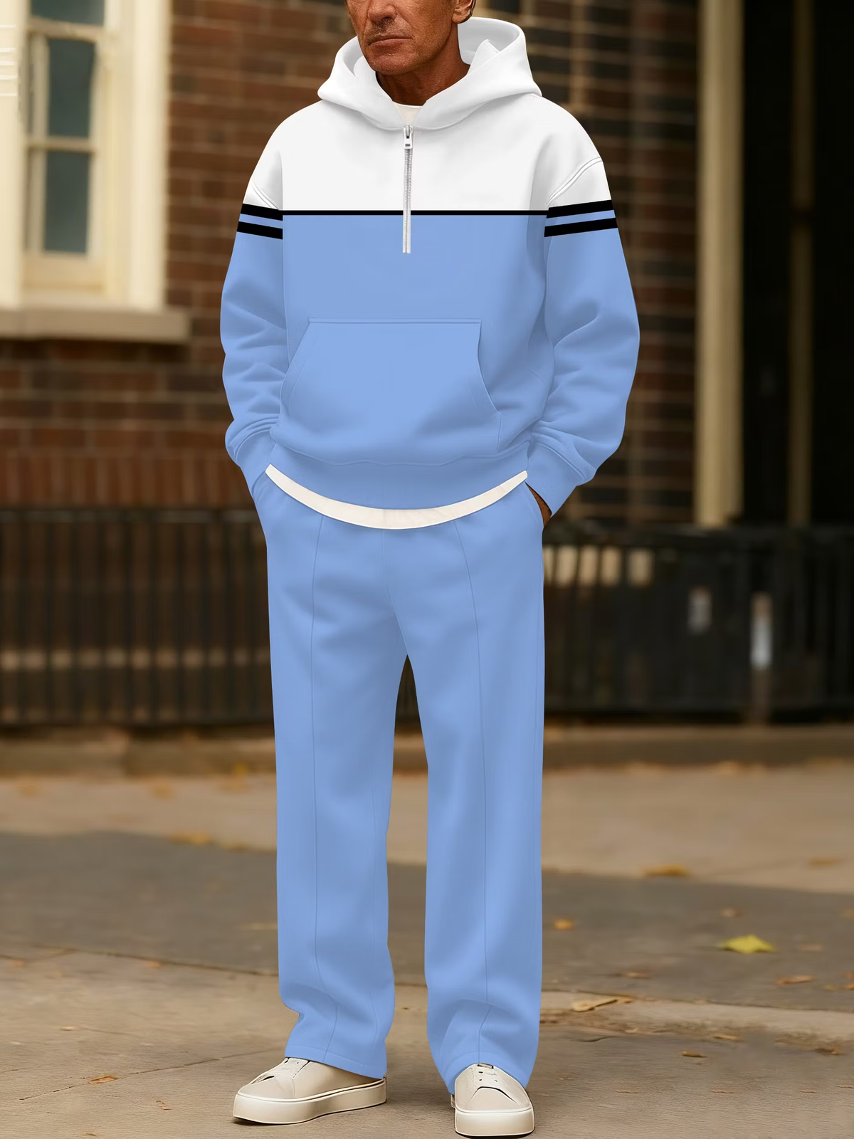 Men's Colorblock Half-Zip Hoodie & Pants Set