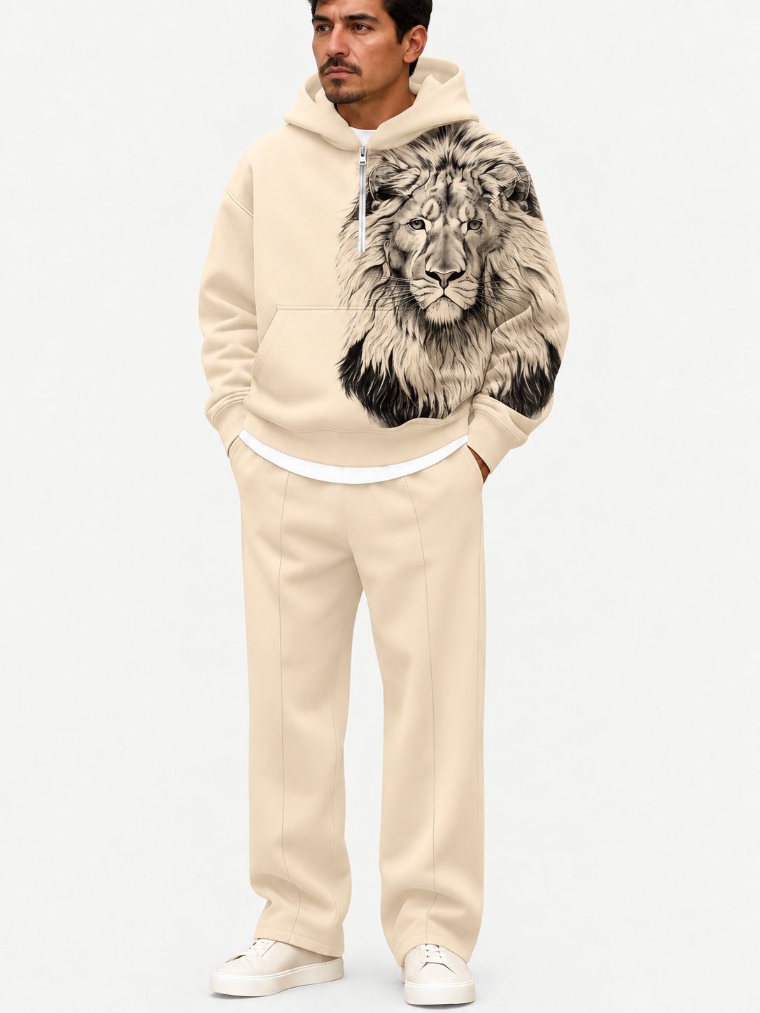 Men's Colorblock Half-Zip Hoodie & Pants Set