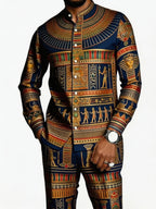 Men's African Print Long Sleeve Shirt and Pants Set