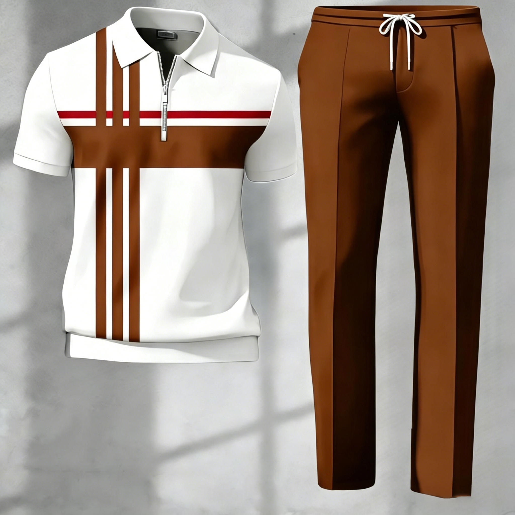 New Cross-Border Men's Casual Fashion Polo Shirt: Short-Sleeve, Collared, with Classic 3D Stripe Print