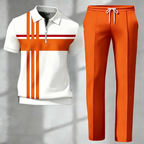 New Cross-Border Men's Casual Fashion Polo Shirt: Short-Sleeve, Collared, with Classic 3D Stripe Print