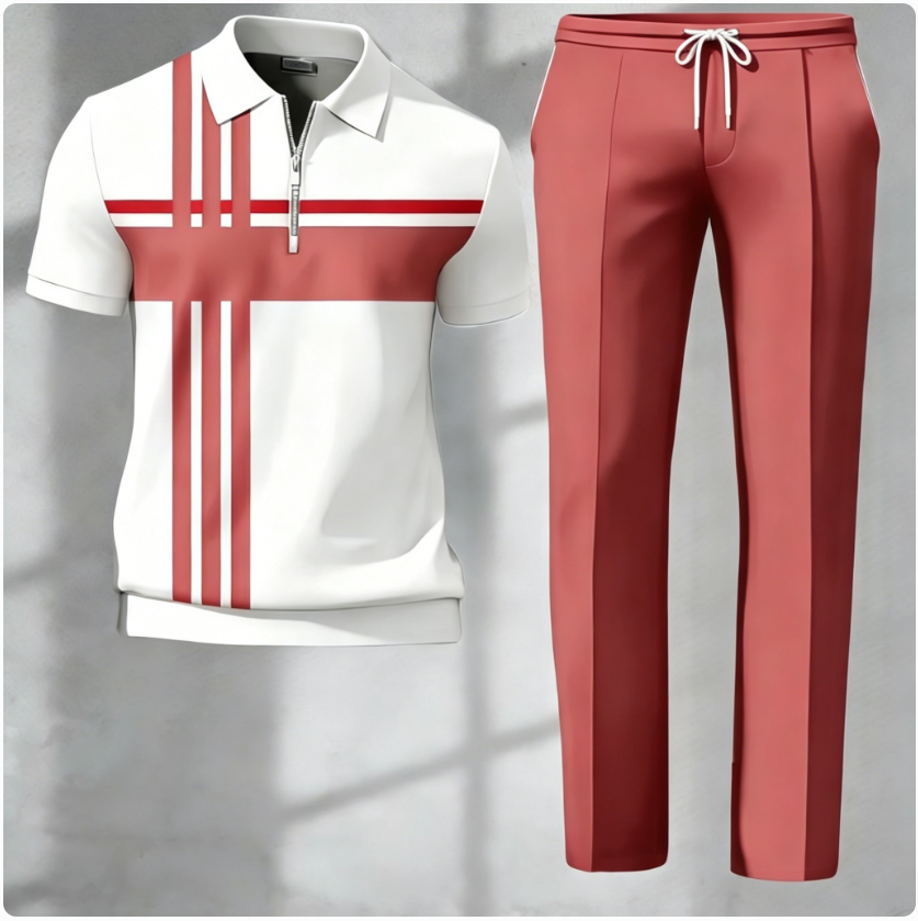 New Cross-Border Men's Casual Fashion Polo Shirt: Short-Sleeve, Collared, with Classic 3D Stripe Print