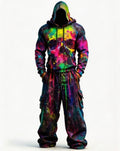 Men's Skull Graphic Hoodie & Sweatpants Set - Halloween Streetwear Outfit