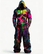 Men's Skull Graphic Hoodie & Sweatpants Set - Halloween Streetwear Outfit