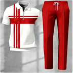 New Cross-Border Men's Casual Fashion Polo Shirt: Short-Sleeve, Collared, with Classic 3D Stripe Print