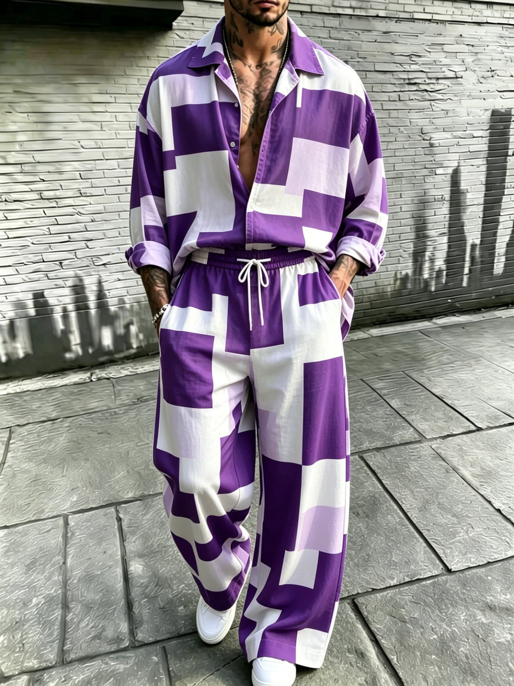 Men's Resort Print Long Sleeve Shirt and Pants Set product image 6