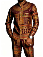 Men's African Print Long Sleeve Shirt and Pants Set