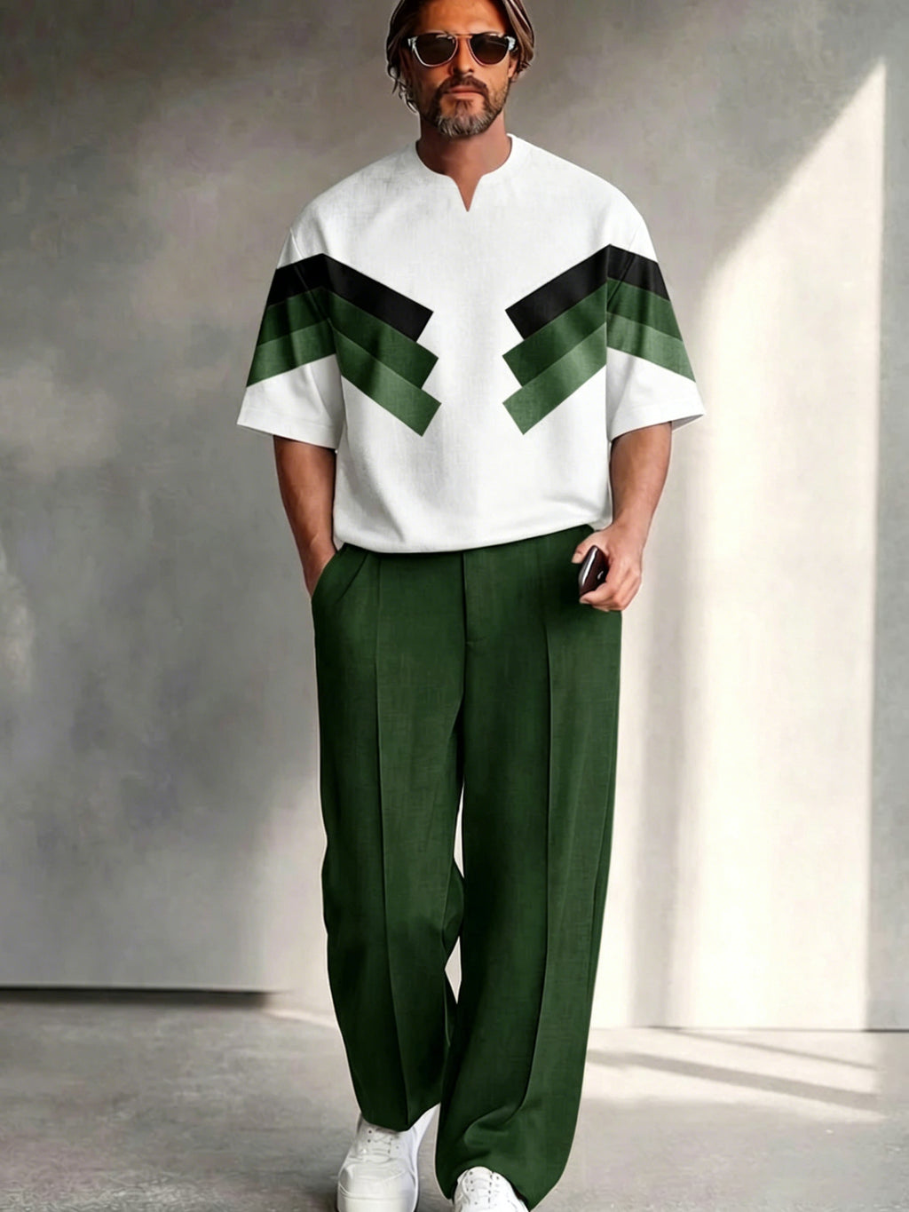 Men's Short Sleeve Shirt and Wide Leg Pants Set product image 8