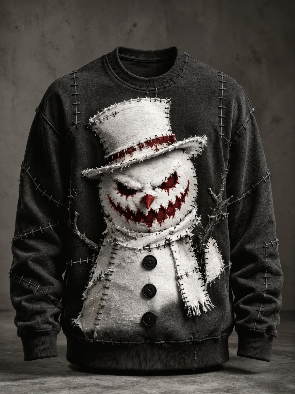 Men's Scary Snowman Graphic Sweatshirt - Halloween Crewneck Pullover