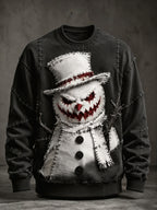 Men's Scary Snowman Graphic Sweatshirt - Halloween Crewneck Pullover