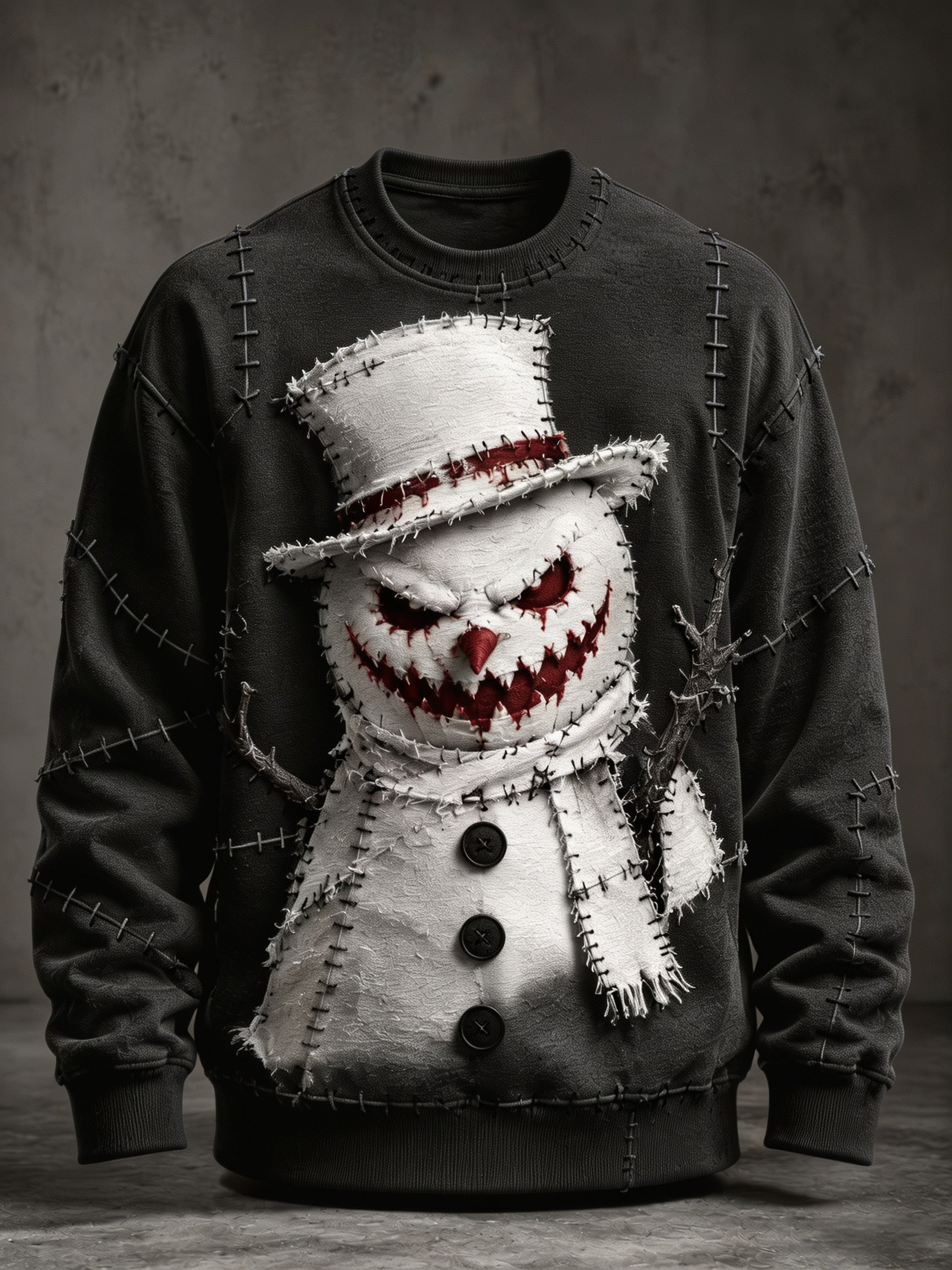 Men's Scary Snowman Graphic Sweatshirt - Halloween Crewneck Pullover