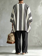New Men's Spring/Autumn Two-Piece Set: Casual Crew-Neck Top with Abstract Colorful Print and Folded Sleeves—Perfect for Leisure and Vacation.