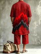 Men's Abstract Print Long Shirt and Cropped Pants Set product image 7