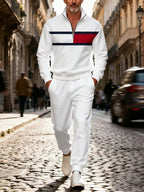 Men's Color Block Quarter-Zip Tracksuit Set