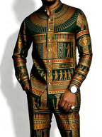 Men's African Print Long Sleeve Shirt and Pants Set