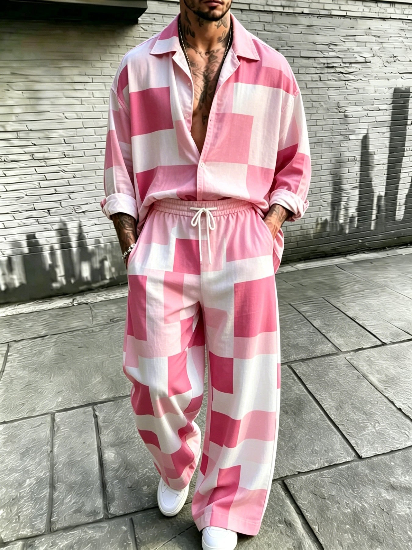 Men's Resort Print Long Sleeve Shirt and Pants Set product image 5