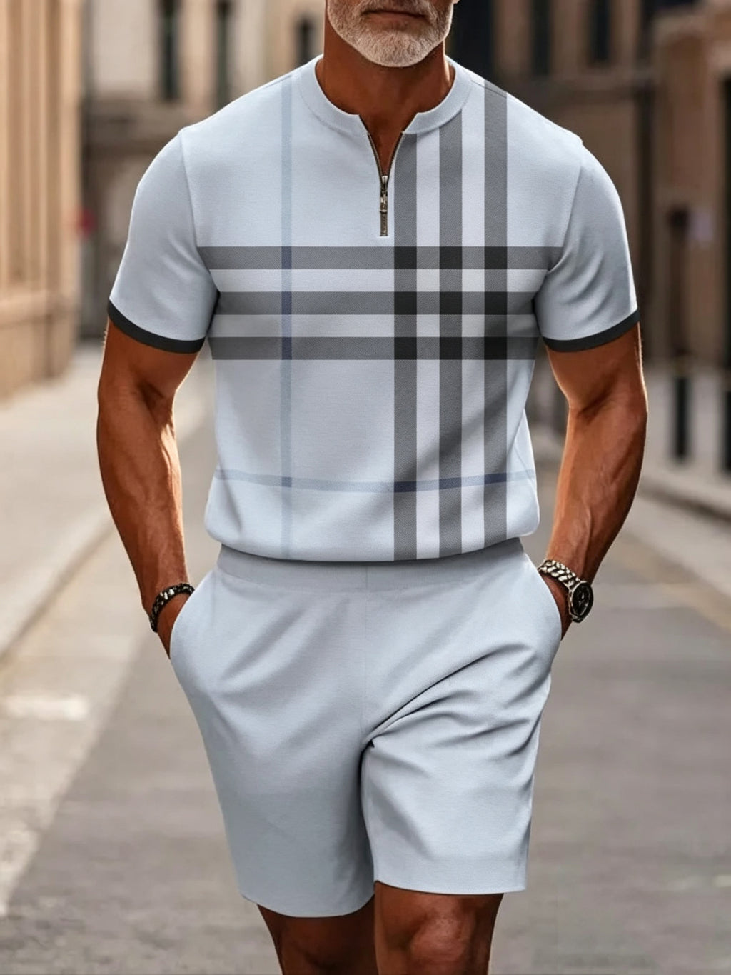Men's Half-Zip Polo Shirt and Shorts Set product image 2