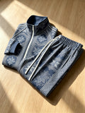 2-Piece Men's Stand Collar Zip-Up Jacket Set. Slim Fit, Soft and Breathable Fabric for All-Day Comfort.