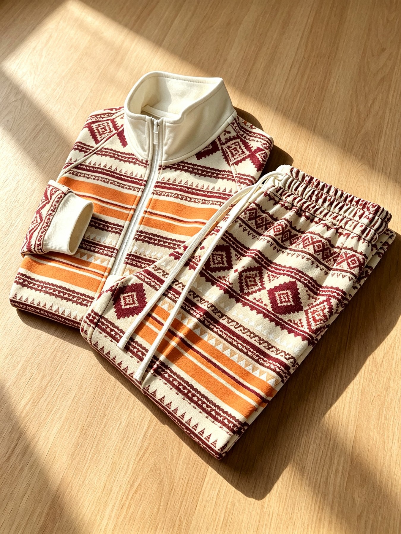 2-Piece Men's Stand Collar Zip-Up Jacket Set. Slim Fit, Soft and Breathable Fabric for All-Day Comfort.