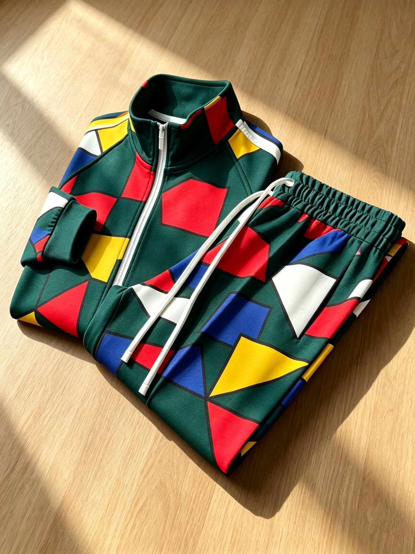 2-Piece Men's Stand Collar Zip-Up Jacket Set. Slim Fit, Soft and Breathable Fabric for All-Day Comfort.