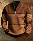 Men's Green Geometric Half-Zip Pullover