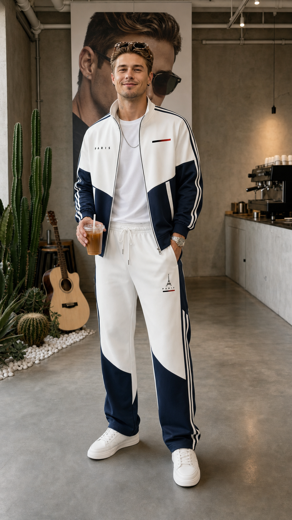 Men's Paris Logo Jacket and Jogger Tracksuit