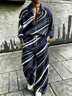 Men's Irregular Print Long Sleeve Shirt and Pants Set product image 4