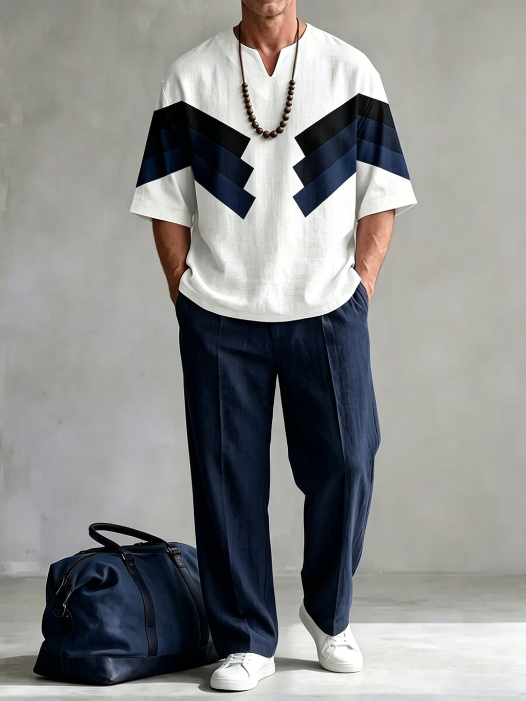 Men's Short Sleeve Shirt and Wide Leg Pants Set product image 3