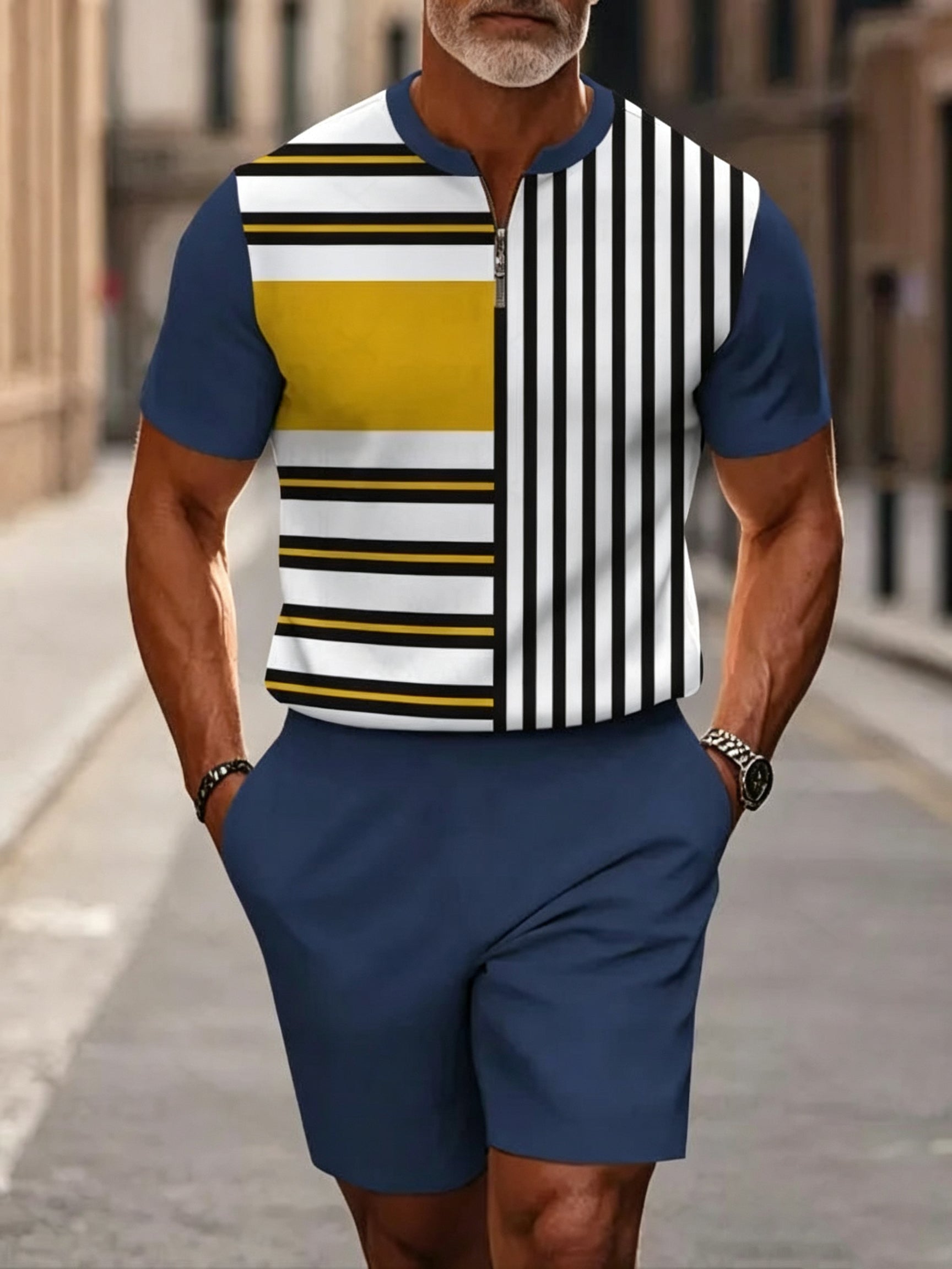 Men's Half-Zip Polo Shirt and Shorts Set product image 3