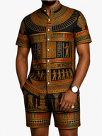 Men's African Print Short Sleeve Shirt and Pants Set
