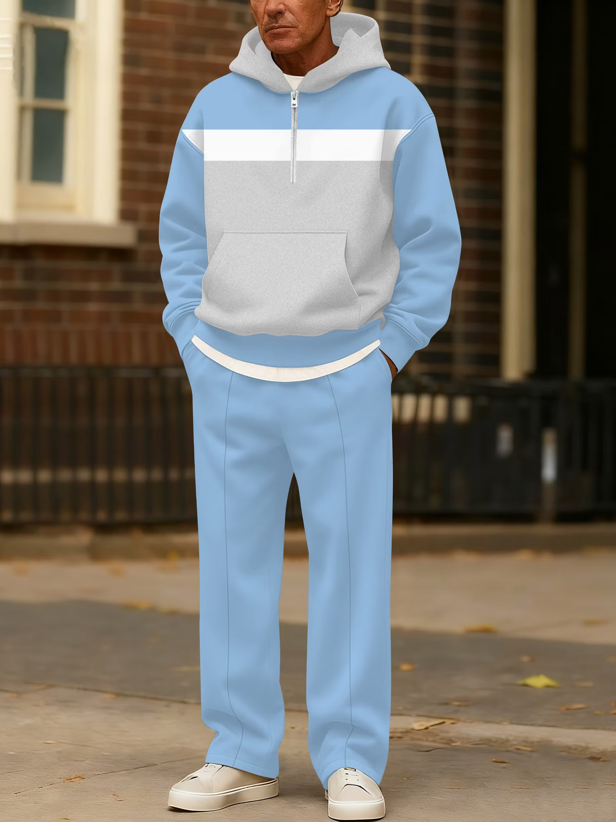 Men's Colorblock Half-Zip Hoodie & Pants Set