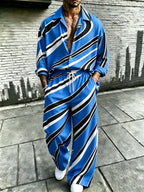 Men's Irregular Print Long Sleeve Shirt and Pants Set product image 5