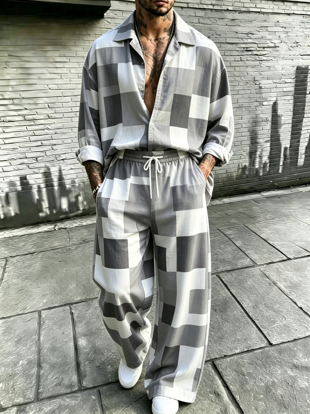 Men's Resort Print Long Sleeve Shirt and Pants Set product image 3