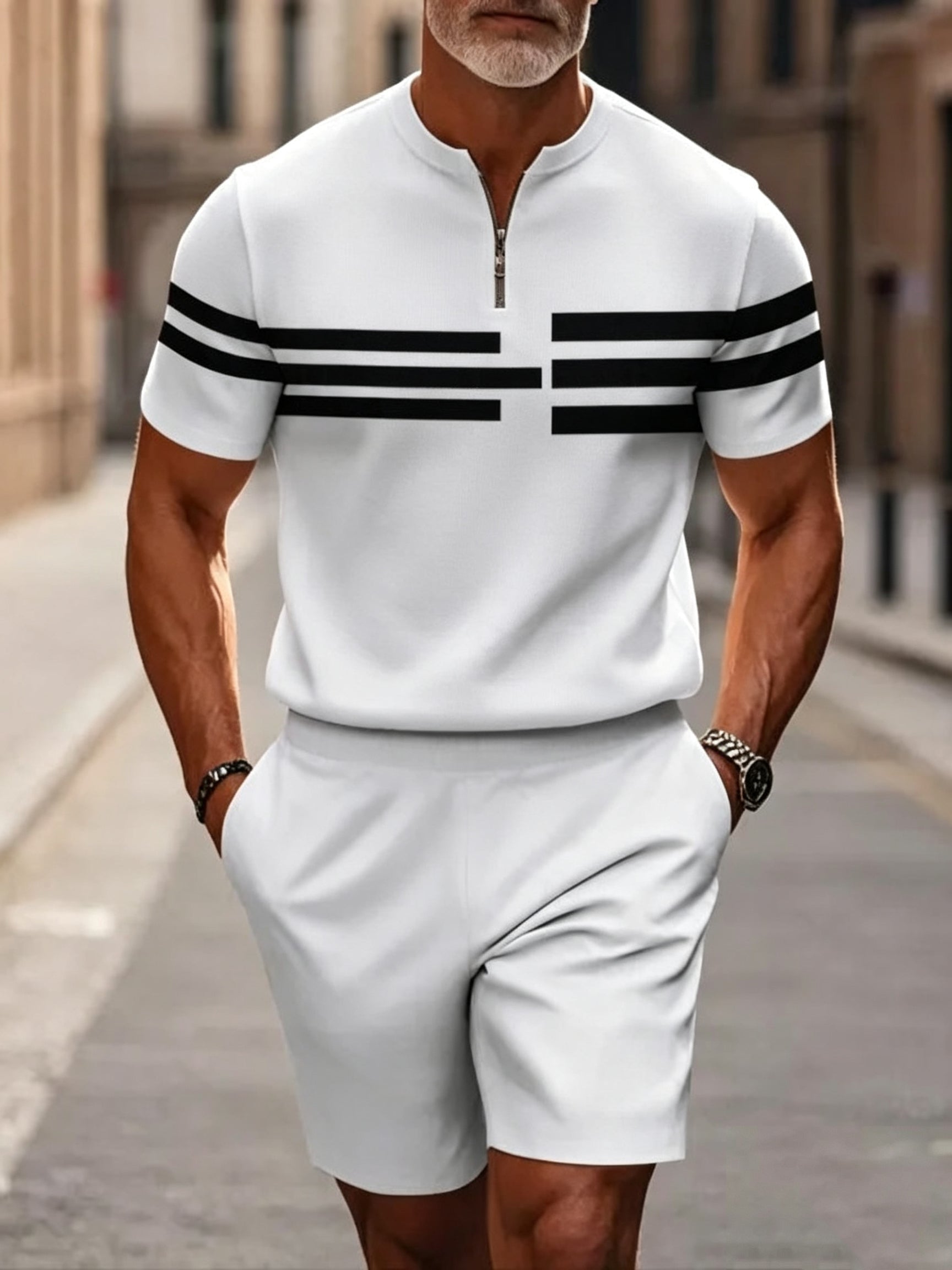 Men's Half-Zip Polo Shirt and Shorts Set product image 4
