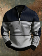 Men's Green Geometric Half-Zip Pullover