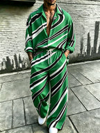 Men's Irregular Print Long Sleeve Shirt and Pants Set product image 6