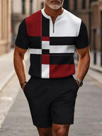 Men's Half-Zip Polo Shirt and Shorts Set product image 5
