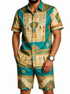 Men's African Print Short Sleeve Shirt and Pants Set
