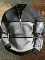 Men's Green Geometric Half-Zip Pullover